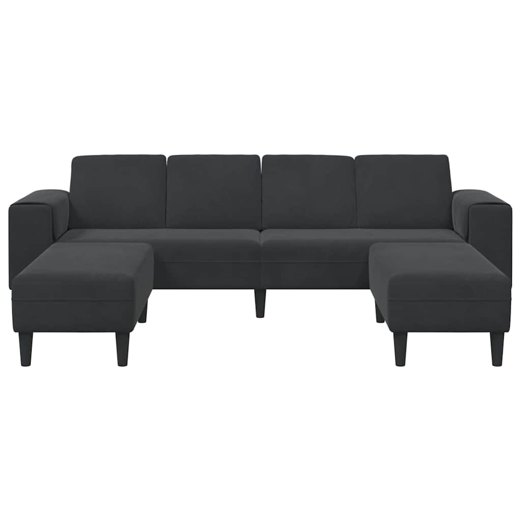 Set de canapea 3 pcs Negru Catifea GartenMobel Dekor