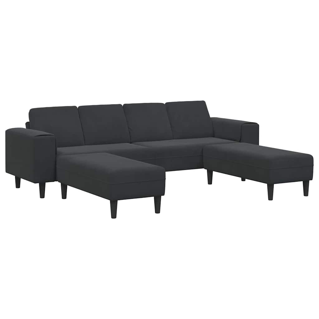 Set de canapea 3 pcs Negru Catifea GartenMobel Dekor