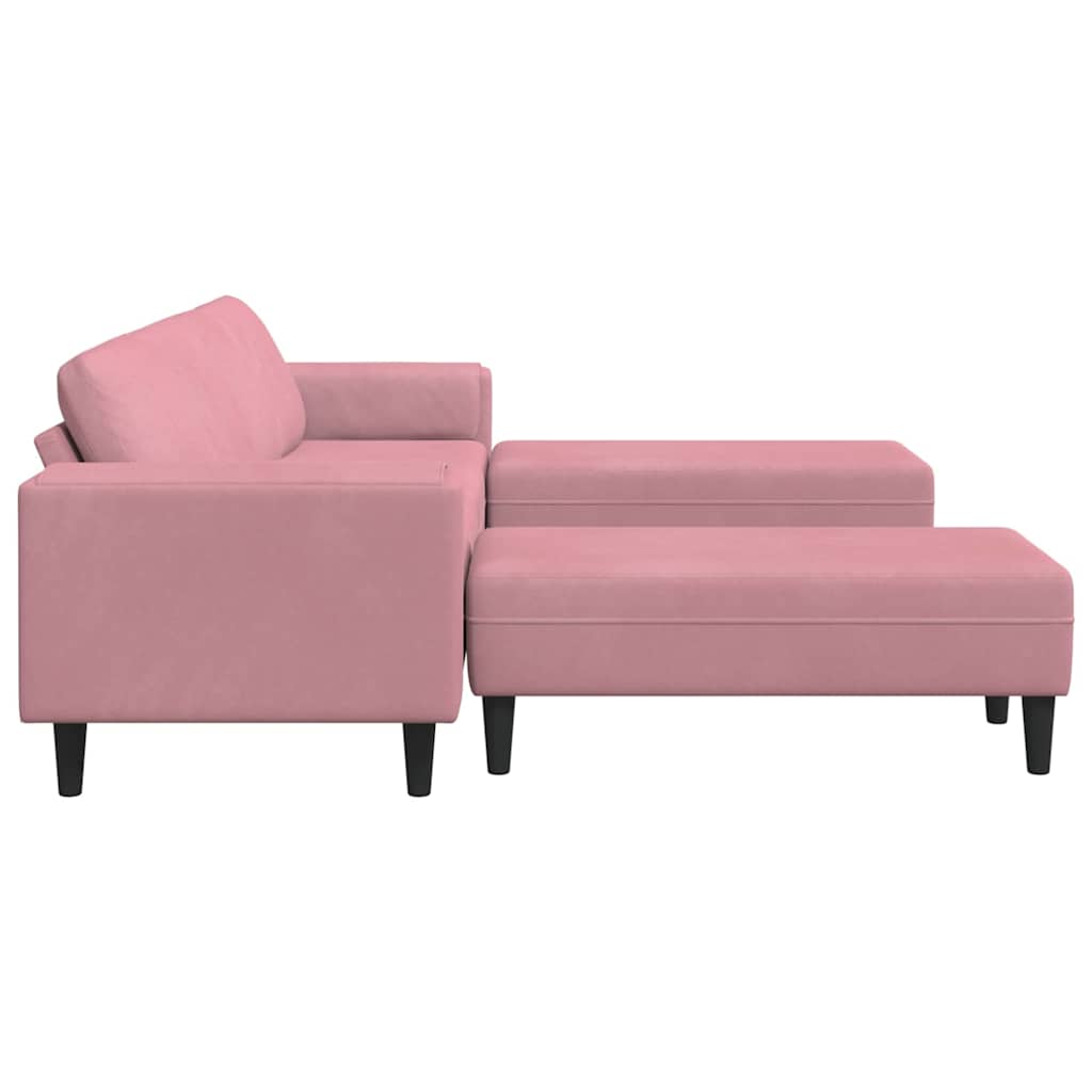 Set de canapea 3 pcs Roz Catifea GartenMobel Dekor
