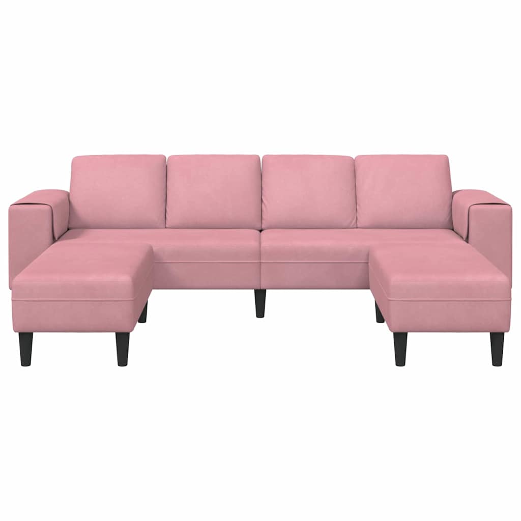 Set de canapea 3 pcs Roz Catifea GartenMobel Dekor