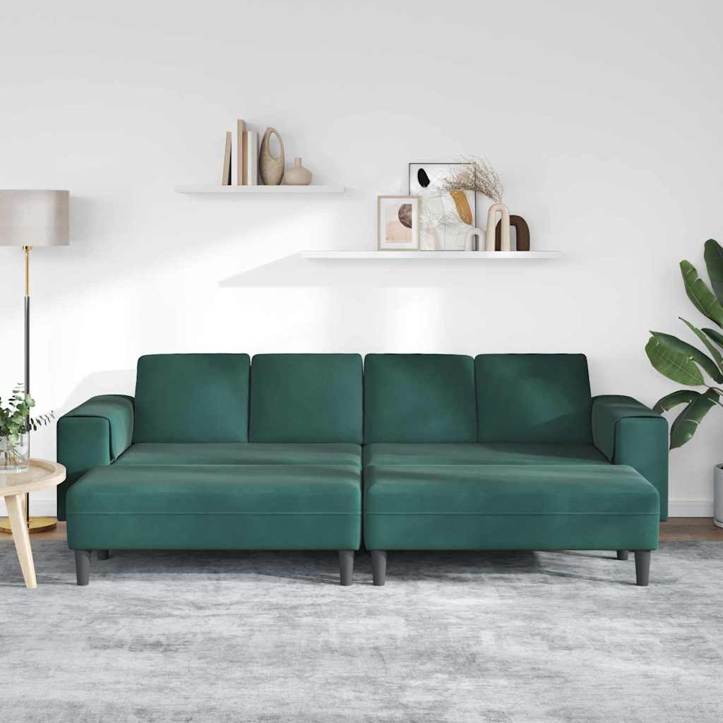 Set de canapea 3 pcs Verde închis Catifea GartenMobel Dekor