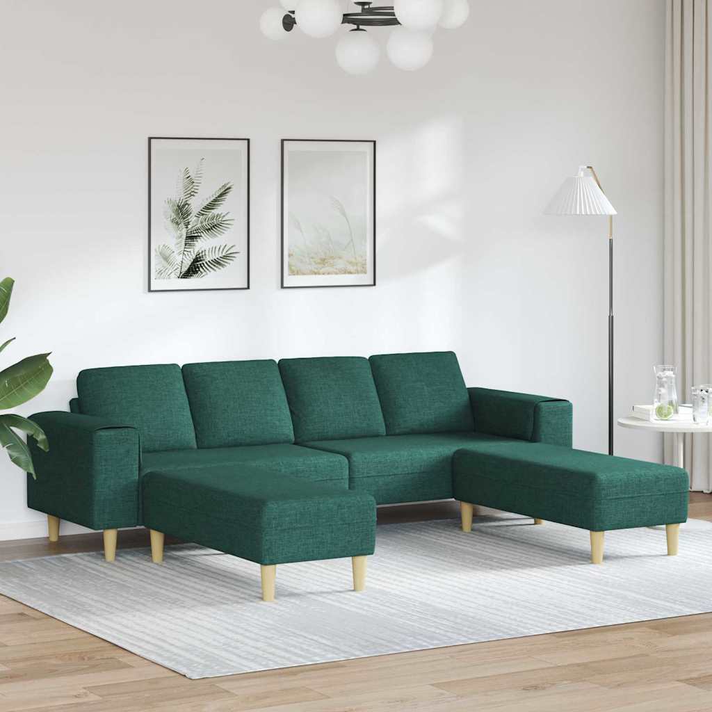 Set de canapea 3 pcs Verde închis țesătură GartenMobel Dekor