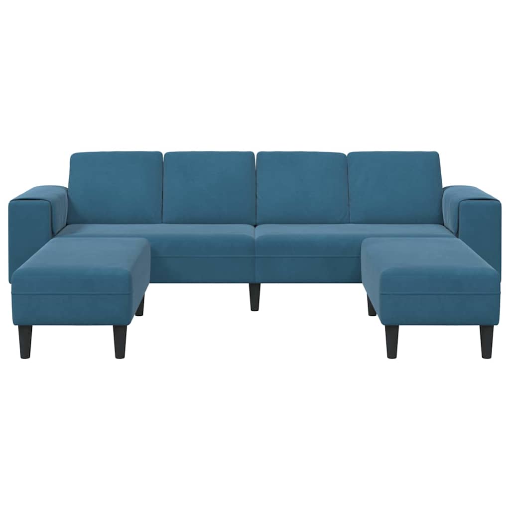 Set de canapea 3 pcs albastru Catifea GartenMobel Dekor