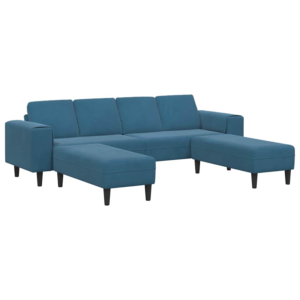 Set de canapea 3 pcs albastru Catifea GartenMobel Dekor