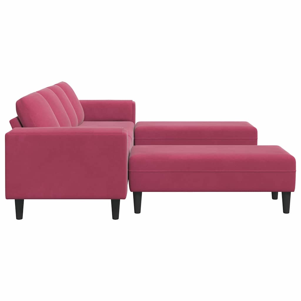 Set de canapea 3 pcs bordo Catifea GartenMobel Dekor