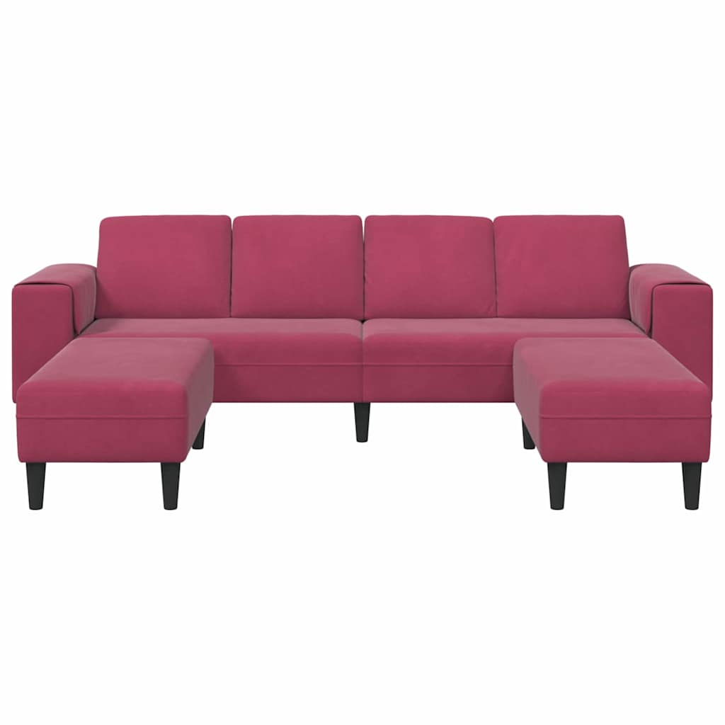 Set de canapea 3 pcs bordo Catifea GartenMobel Dekor