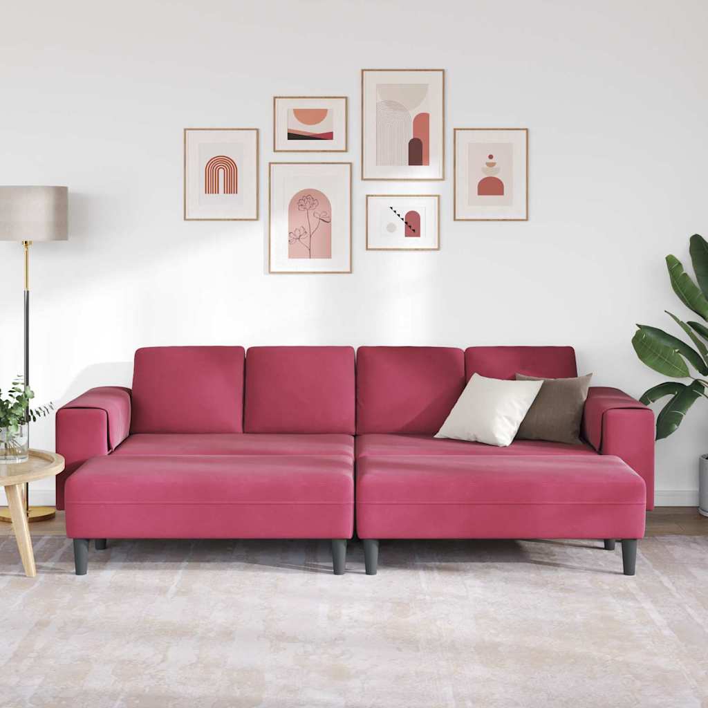 Set de canapea 3 pcs bordo Catifea GartenMobel Dekor