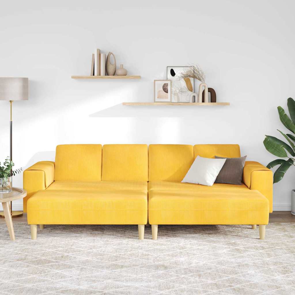 Sofa din material textil Galben Deschis Țesătură de catifea GartenMobel Dekor