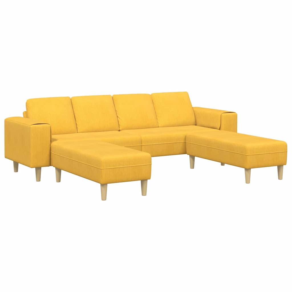 Sofa din material textil Galben Deschis Țesătură de catifea GartenMobel Dekor