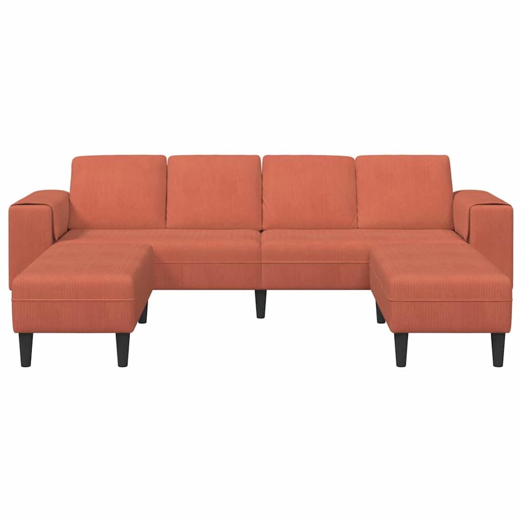 Sofa din material textil Roșu portocalie 208 cm Țesătură de catifea GartenMobel Dekor