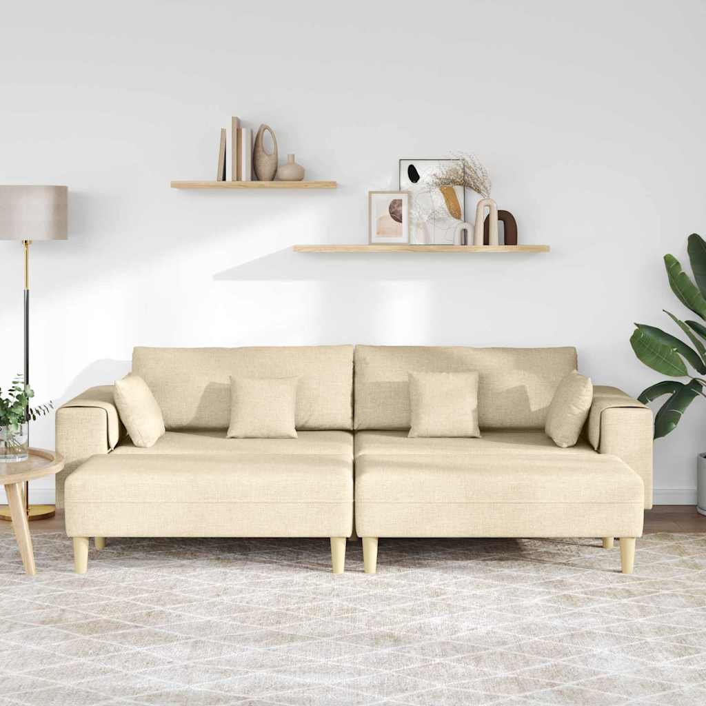 Sofa din material textil cu pernă 3 pcs Crem 208 cm țesătură GartenMobel Dekor
