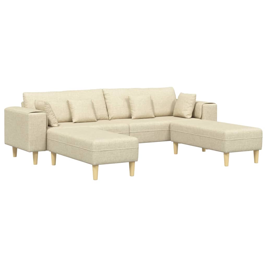 Sofa din material textil cu pernă 3 pcs Crem 208 cm țesătură GartenMobel Dekor