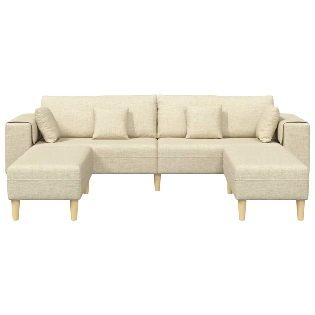 Sofa din material textil cu pernă 3 pcs Crem 208 cm țesătură GartenMobel Dekor