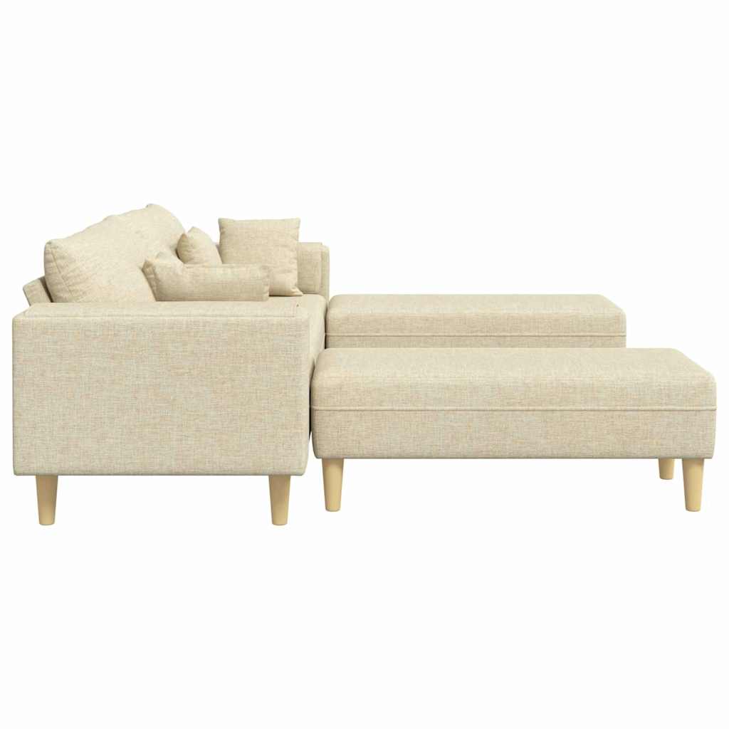 Sofa din material textil cu pernă 3 pcs Crem 208 cm țesătură GartenMobel Dekor
