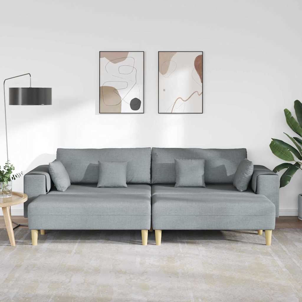 Sofa din material textil cu pernă 3 pcs Gri deschis 208 cm țesătură GartenMobel Dekor