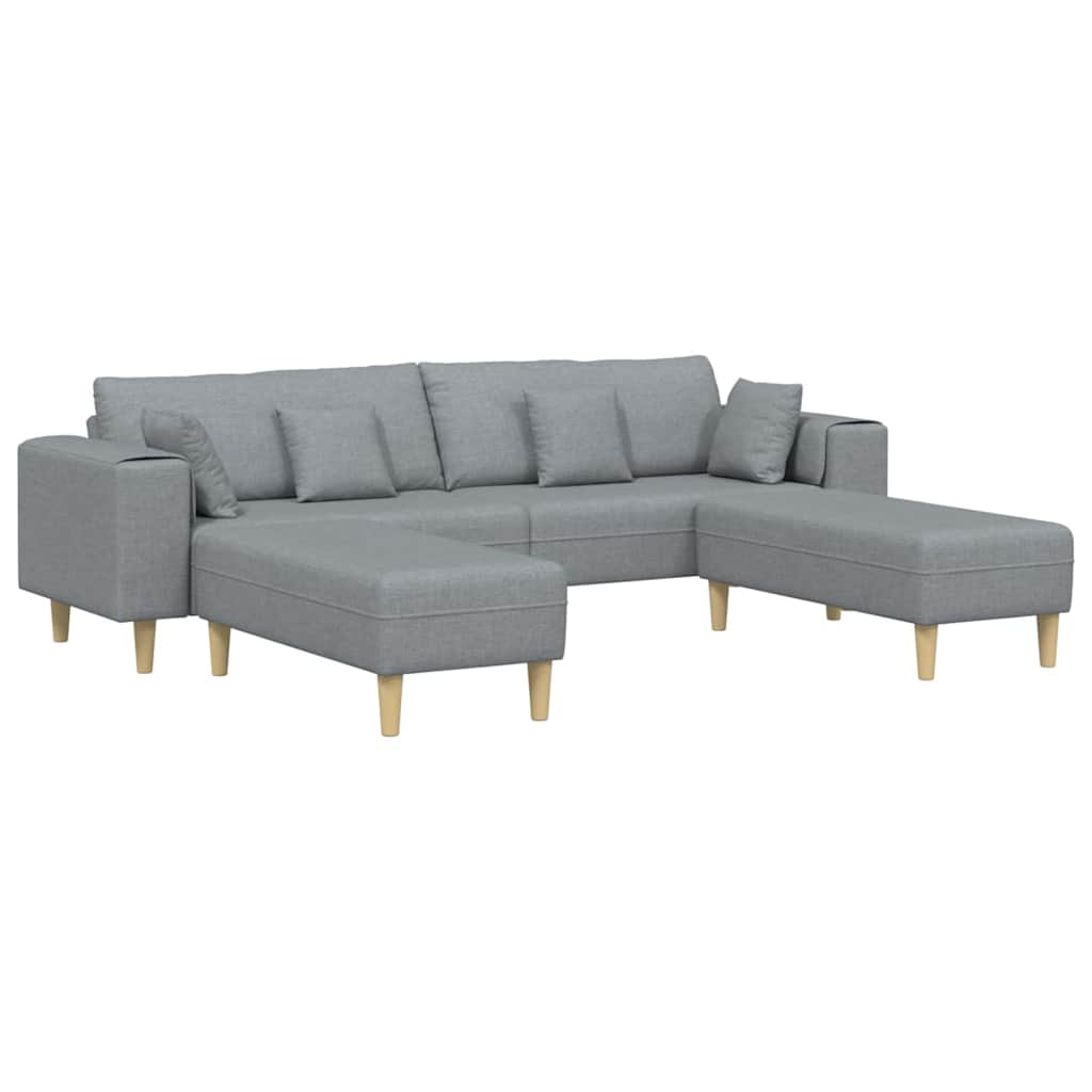 Sofa din material textil cu pernă 3 pcs Gri deschis 208 cm țesătură GartenMobel Dekor