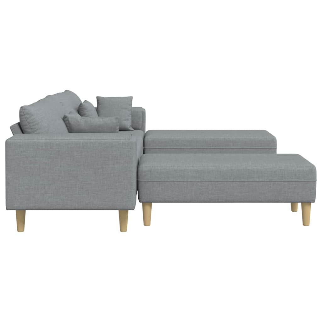 Sofa din material textil cu pernă 3 pcs Gri deschis 208 cm țesătură GartenMobel Dekor