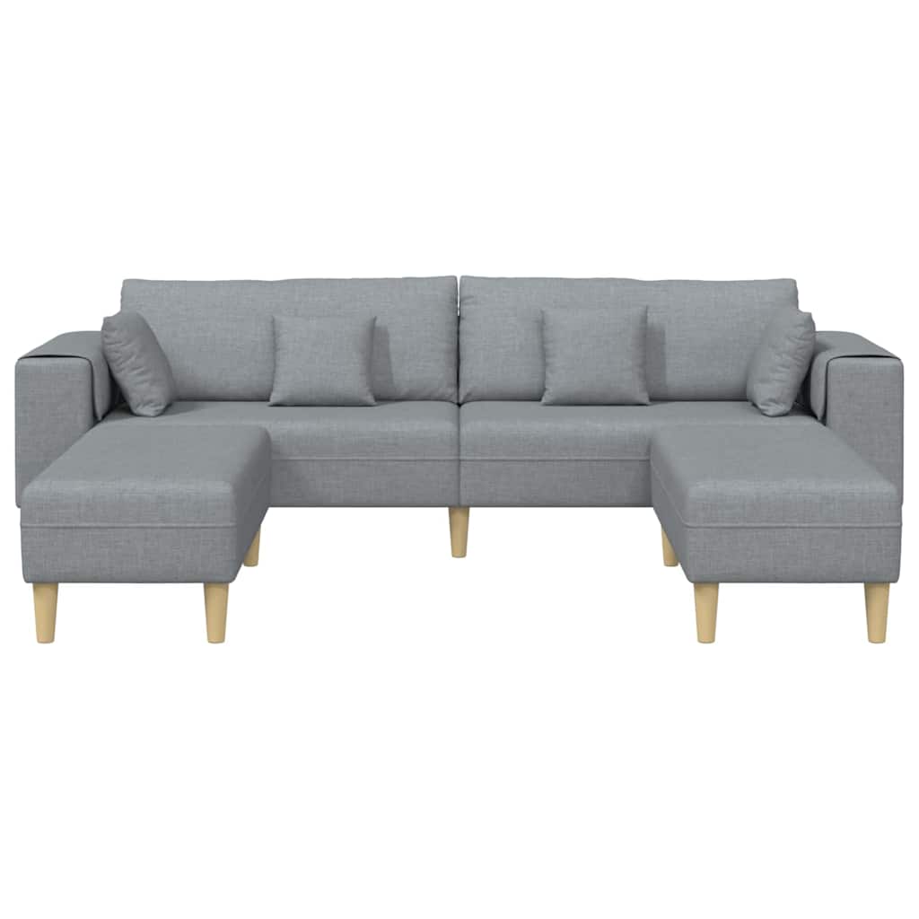 Sofa din material textil cu pernă 3 pcs Gri deschis 208 cm țesătură GartenMobel Dekor