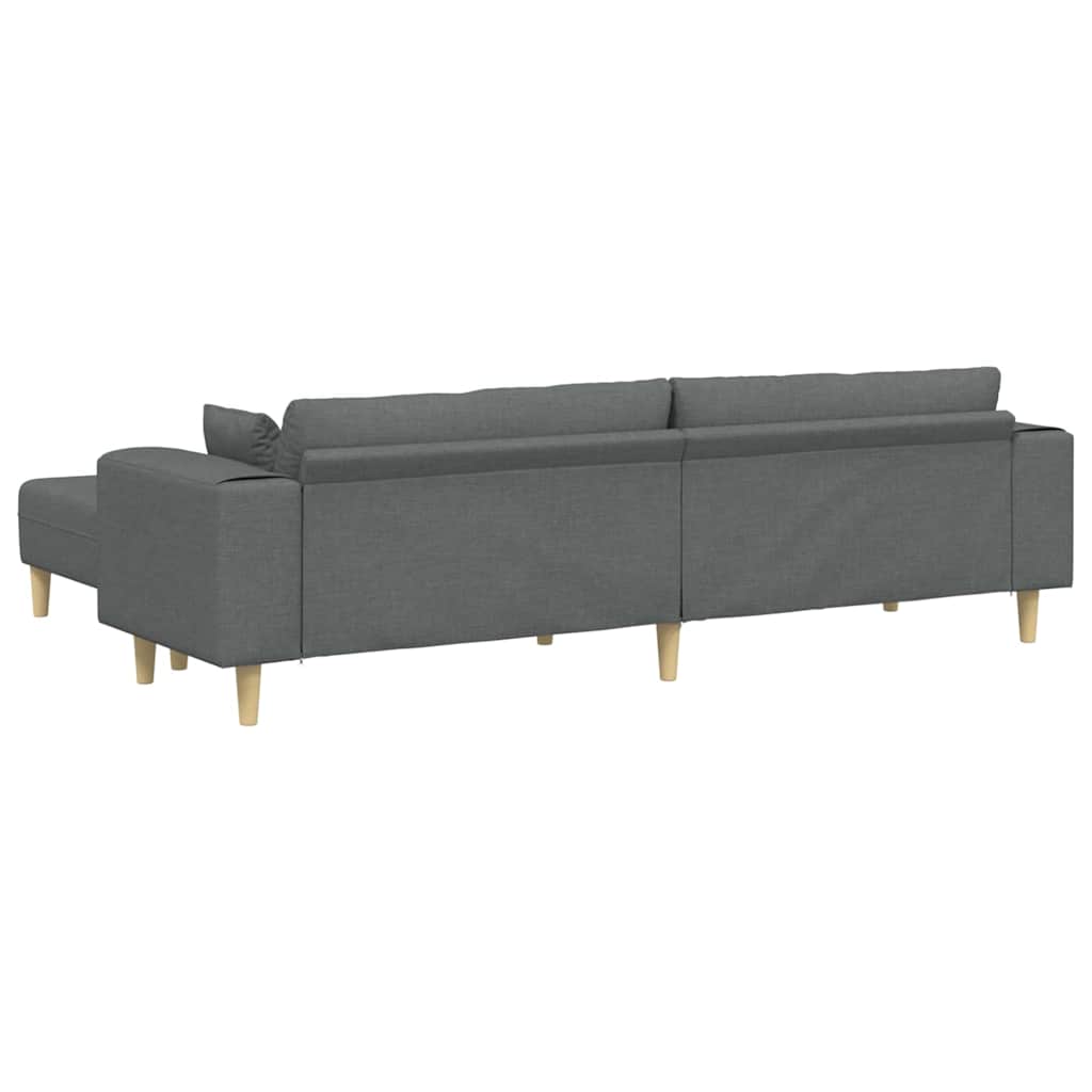 Sofa din material textil cu pernă 3 pcs Gri închis 208 cm țesătură GartenMobel Dekor