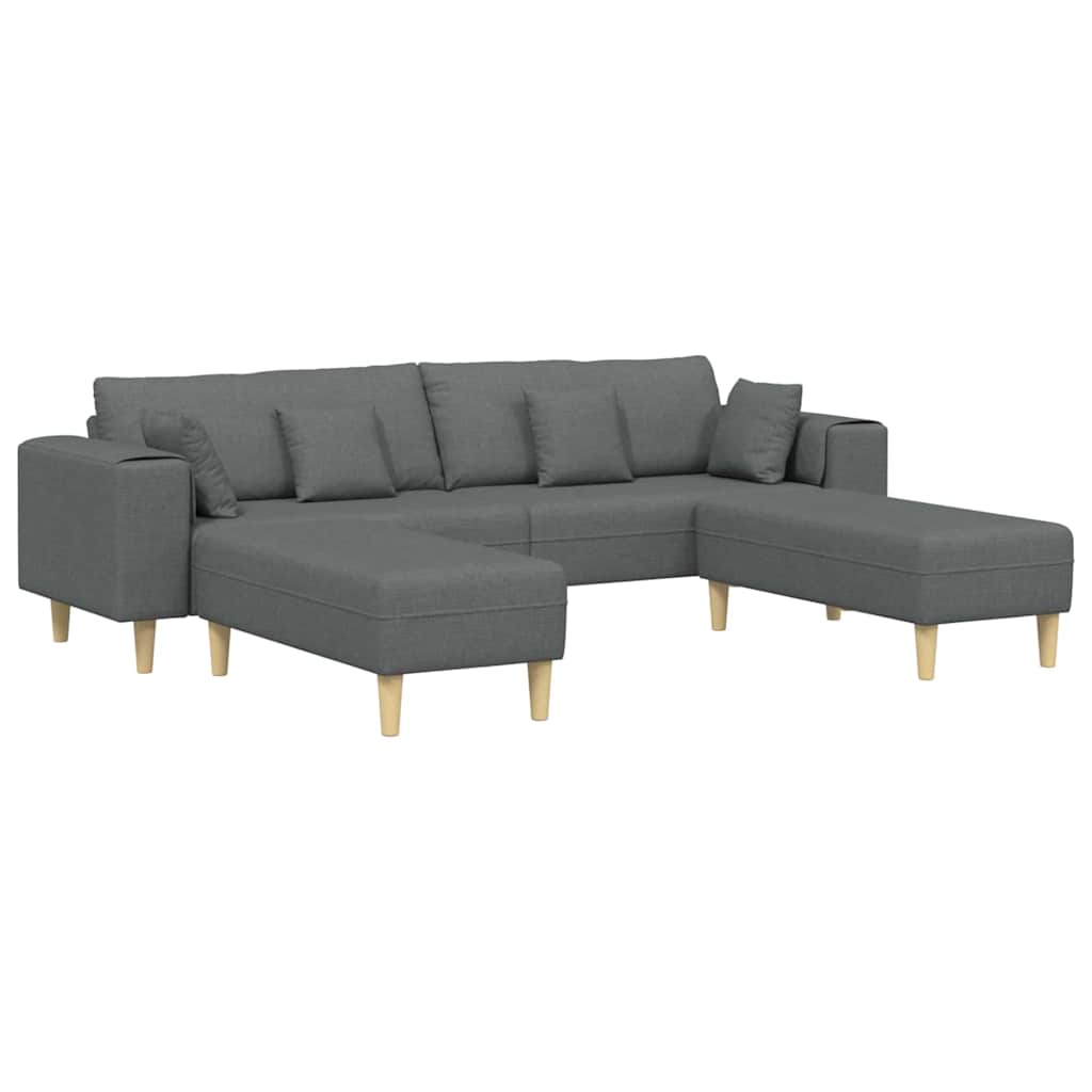 Sofa din material textil cu pernă 3 pcs Gri închis 208 cm țesătură GartenMobel Dekor
