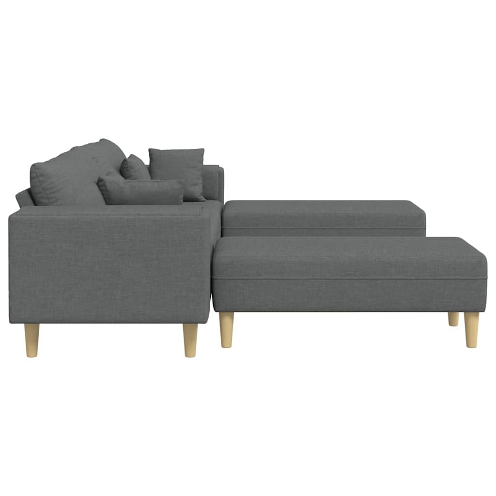 Sofa din material textil cu pernă 3 pcs Gri închis 208 cm țesătură GartenMobel Dekor