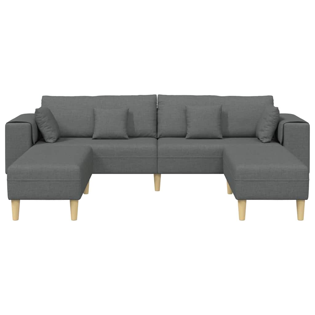 Sofa din material textil cu pernă 3 pcs Gri închis 208 cm țesătură GartenMobel Dekor