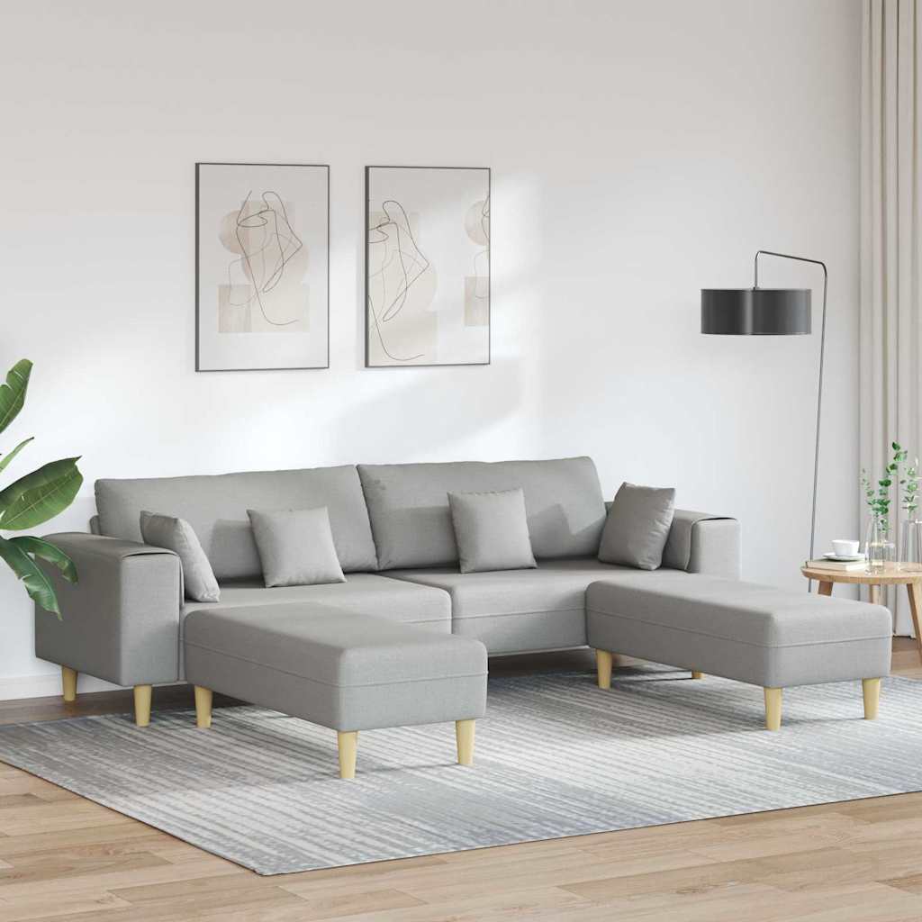 Sofa din material textil cu pernă 3 pcs Gri nori 208 cm țesătură GartenMobel Dekor