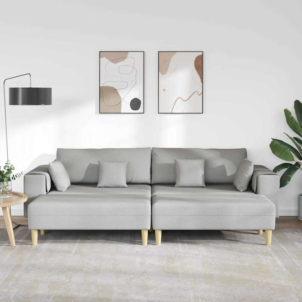 Sofa din material textil cu pernă 3 pcs Gri nori 208 cm țesătură GartenMobel Dekor