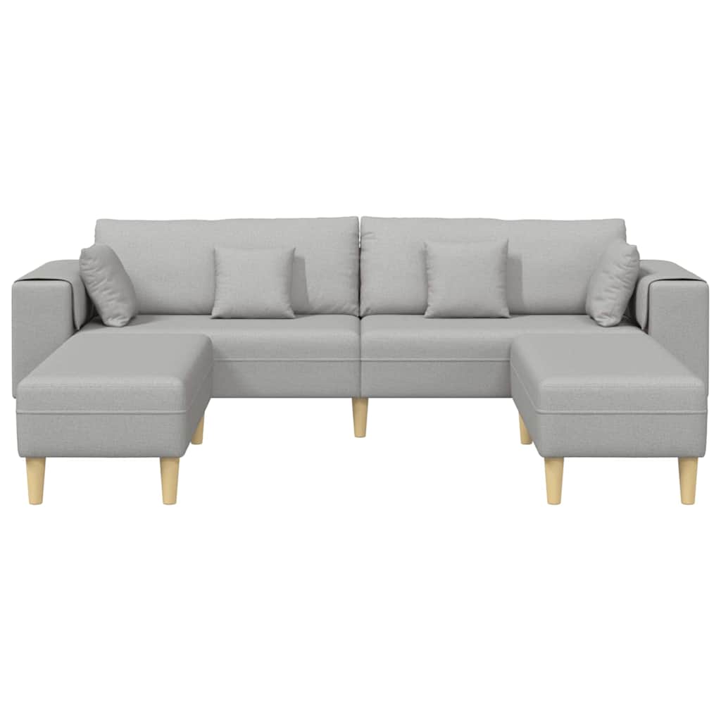 Sofa din material textil cu pernă 3 pcs Gri nori 208 cm țesătură GartenMobel Dekor