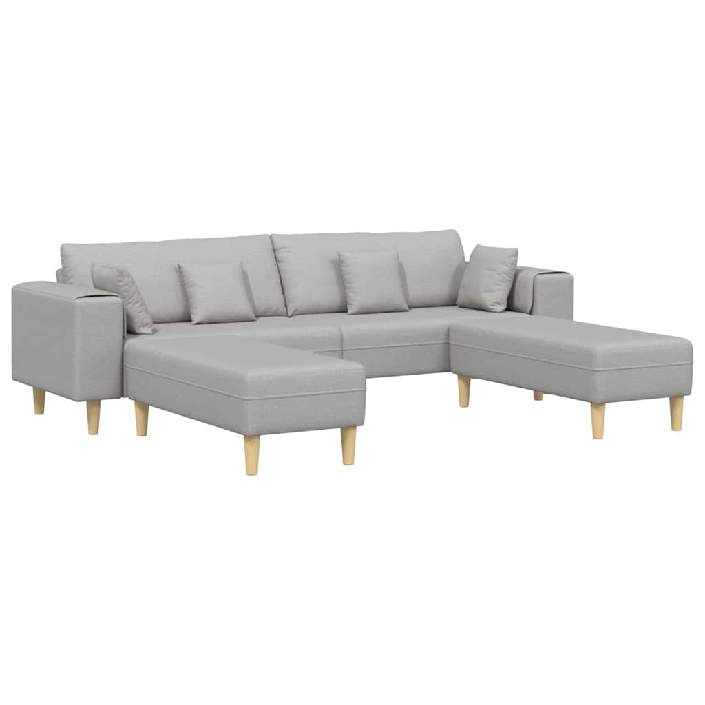 Sofa din material textil cu pernă 3 pcs Gri nori 208 cm țesătură GartenMobel Dekor