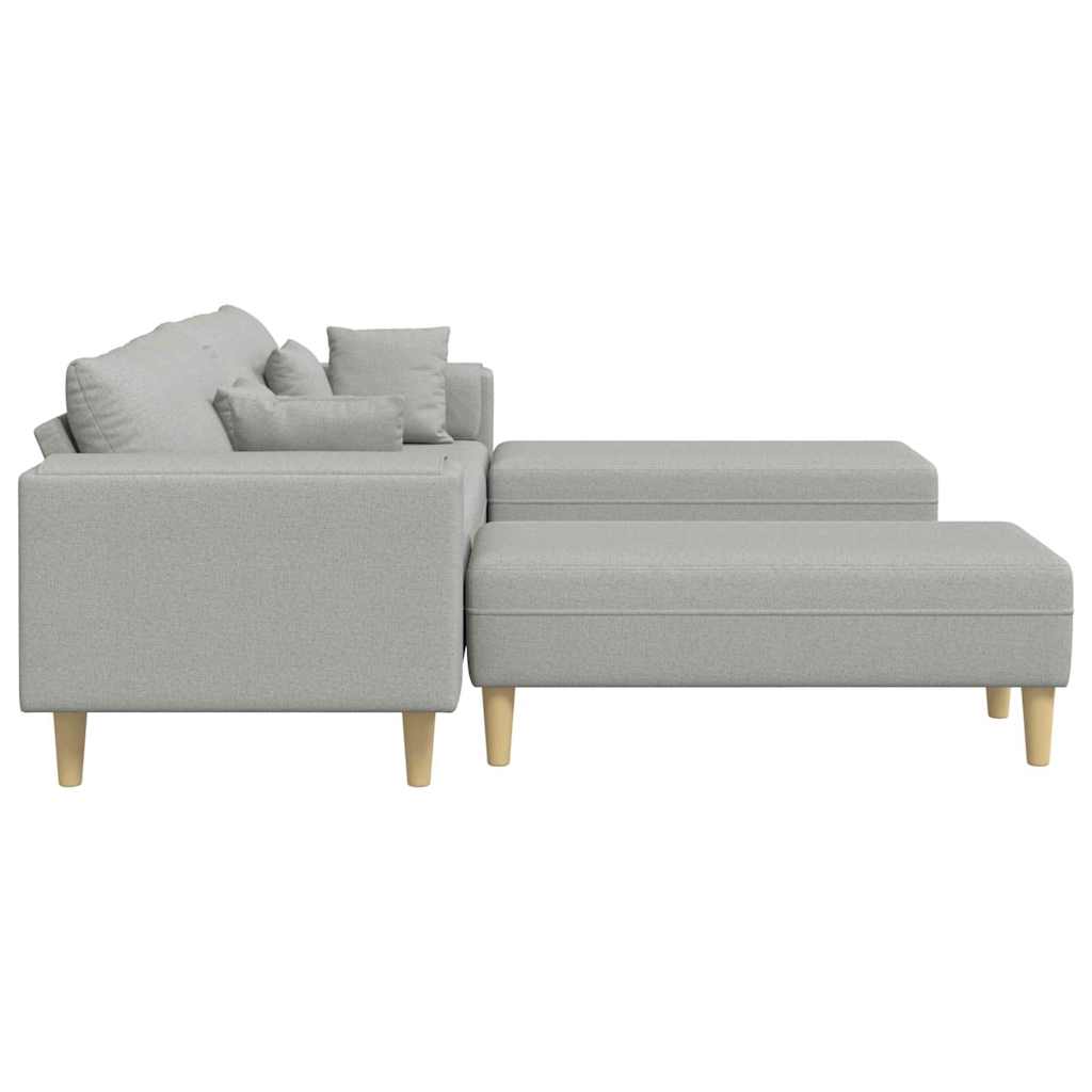 Sofa din material textil cu pernă 3 pcs Gri nori 208 cm țesătură GartenMobel Dekor
