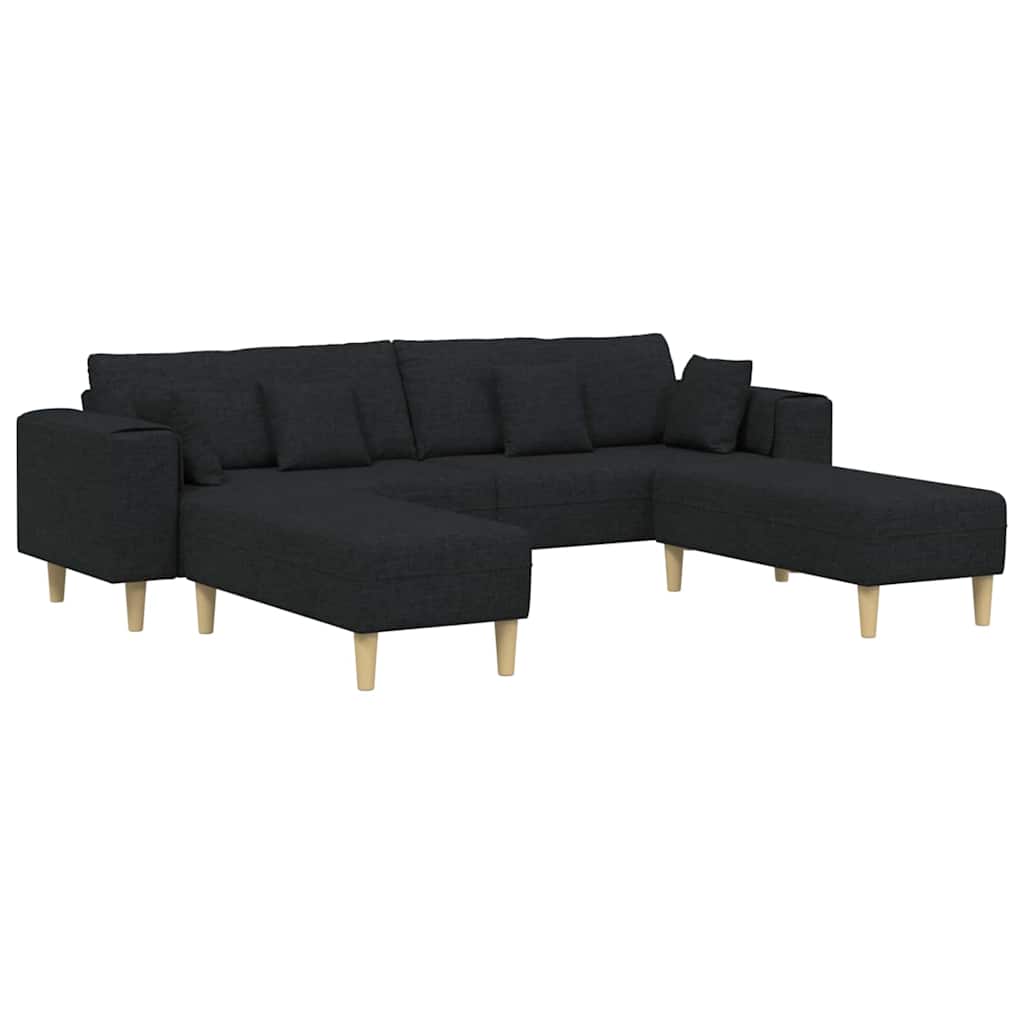 Sofa din material textil cu pernă 3 pcs Negru 208 cm țesătură GartenMobel Dekor