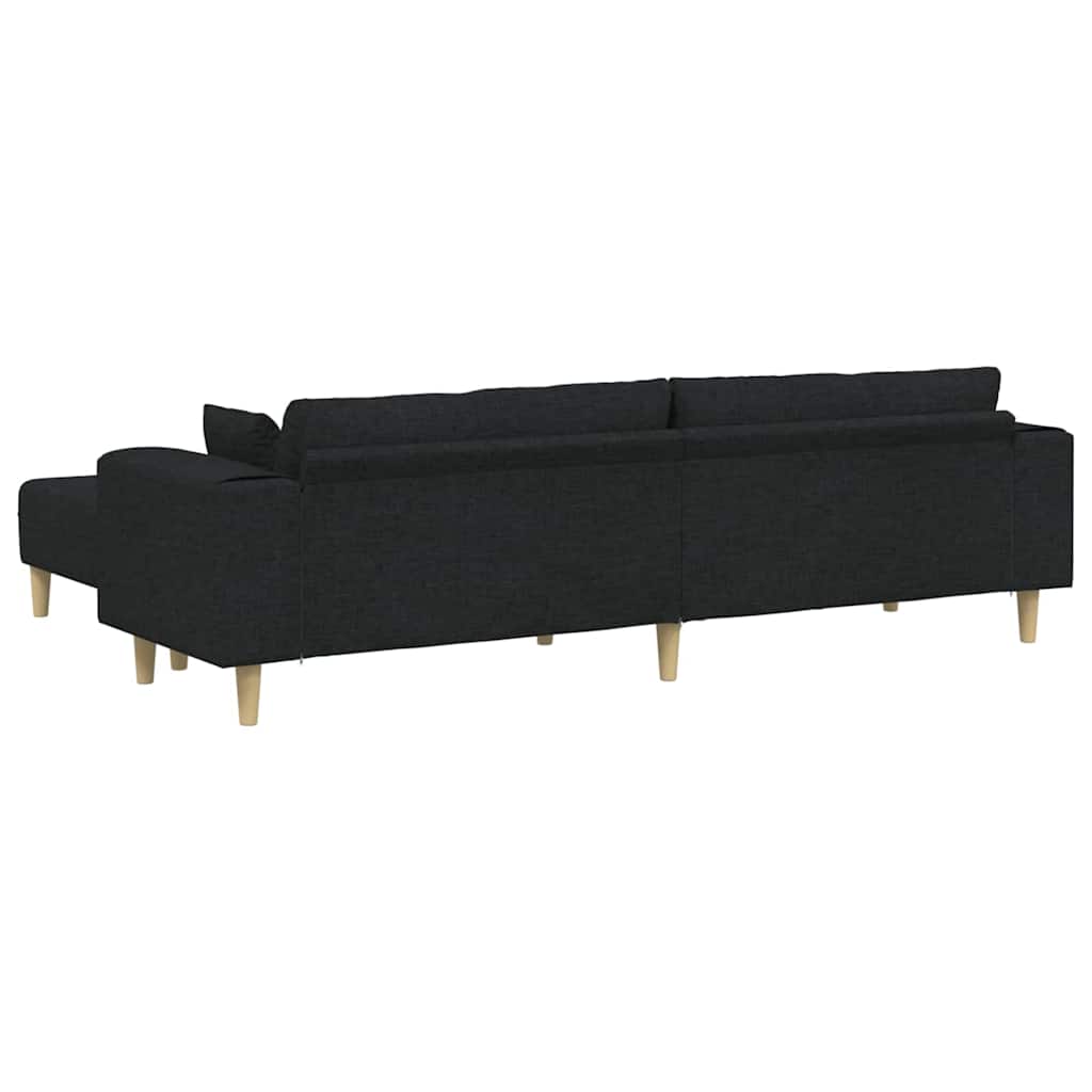 Sofa din material textil cu pernă 3 pcs Negru 208 cm țesătură GartenMobel Dekor