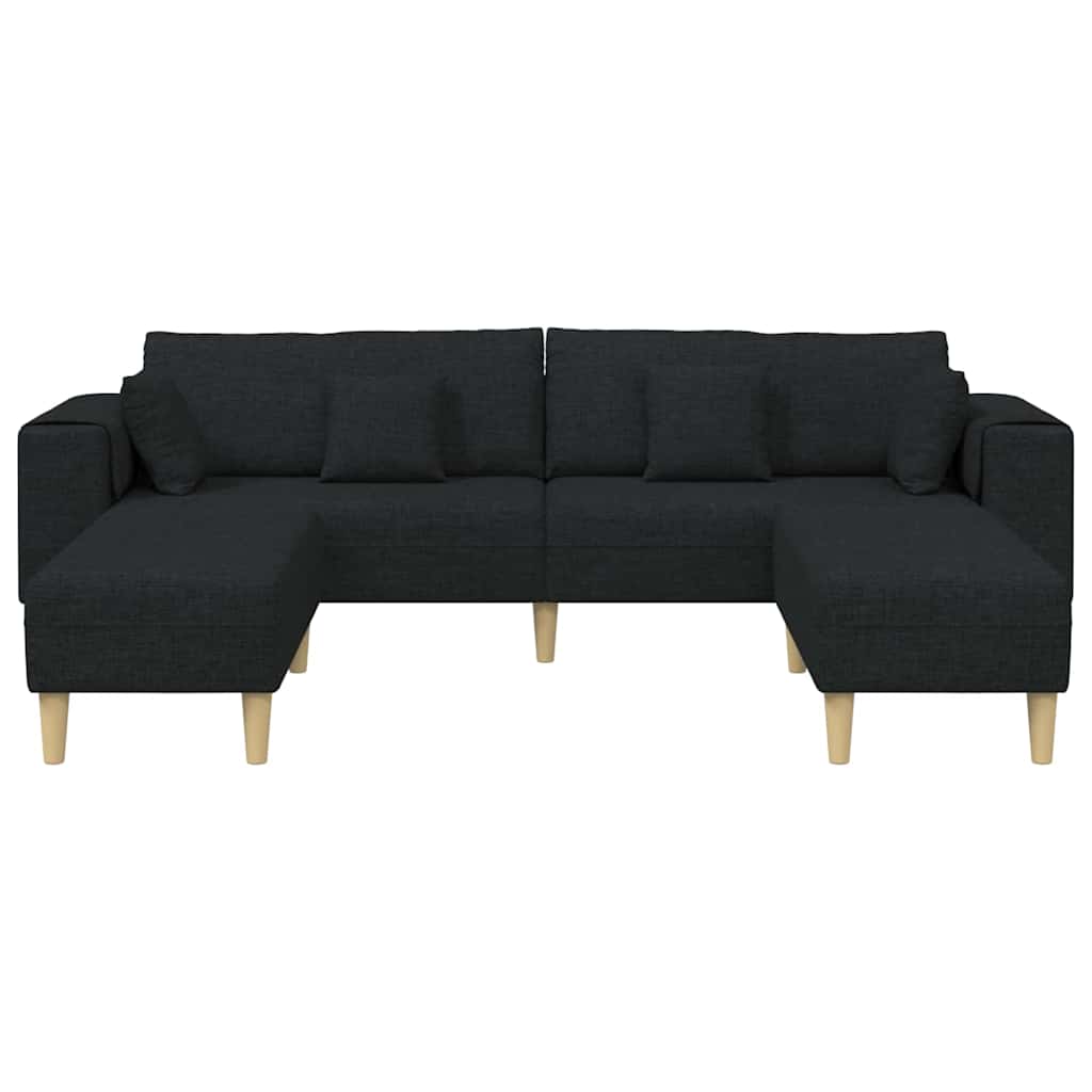 Sofa din material textil cu pernă 3 pcs Negru 208 cm țesătură GartenMobel Dekor