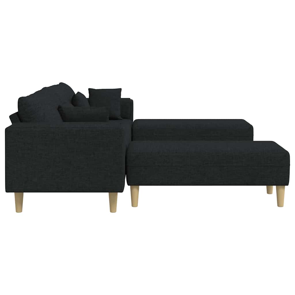 Sofa din material textil cu pernă 3 pcs Negru 208 cm țesătură GartenMobel Dekor