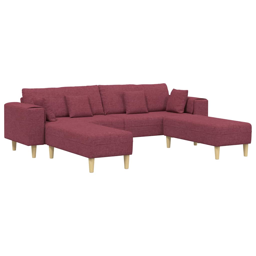 Sofa din material textil cu pernă 3 pcs Roșu Vin 208 cm țesătură GartenMobel Dekor