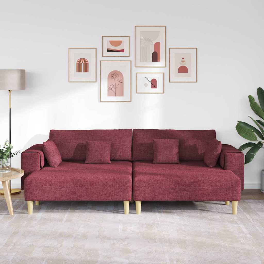 Sofa din material textil cu pernă 3 pcs Roșu Vin 208 cm țesătură GartenMobel Dekor