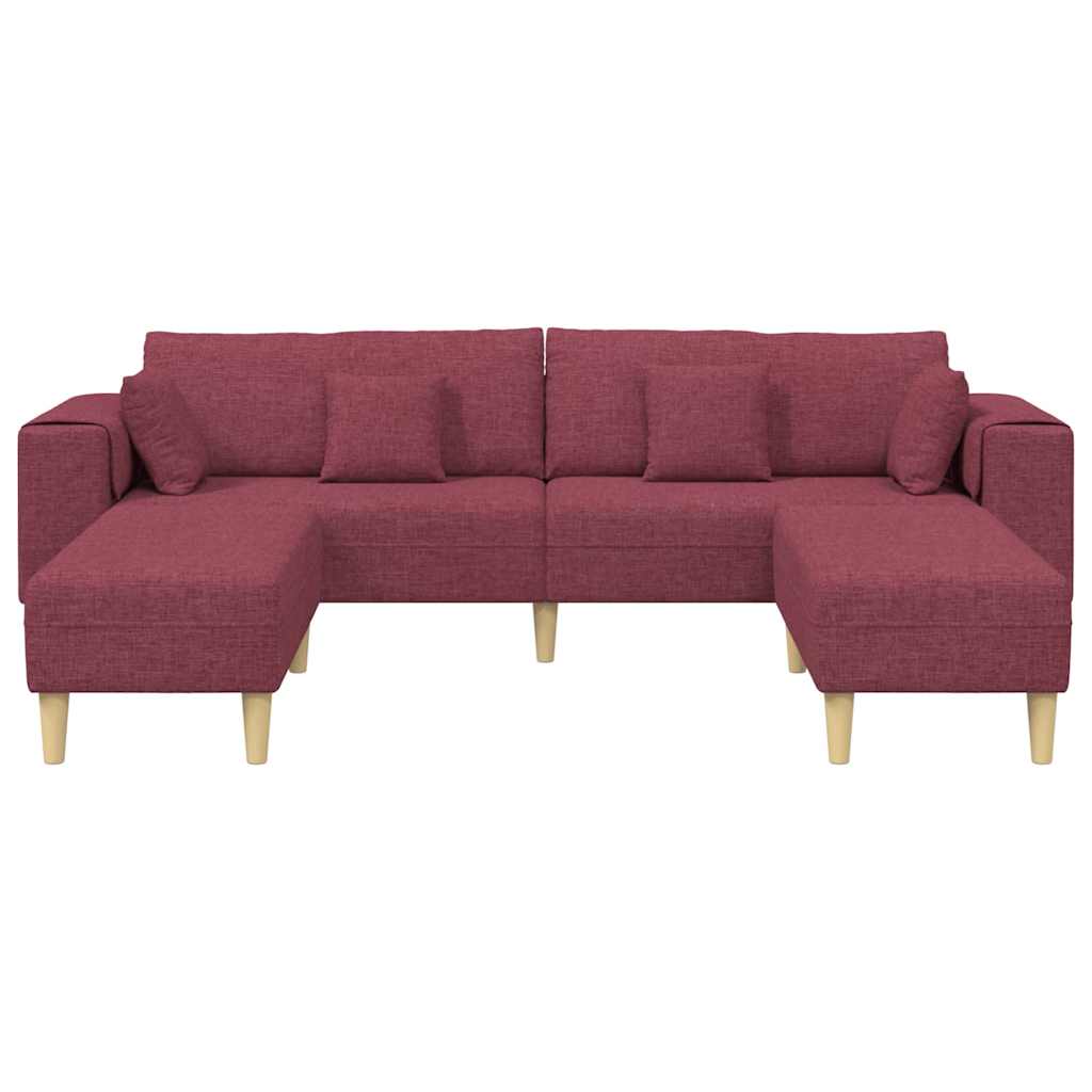 Sofa din material textil cu pernă 3 pcs Roșu Vin 208 cm țesătură GartenMobel Dekor
