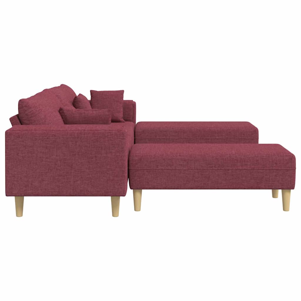 Sofa din material textil cu pernă 3 pcs Roșu Vin 208 cm țesătură GartenMobel Dekor
