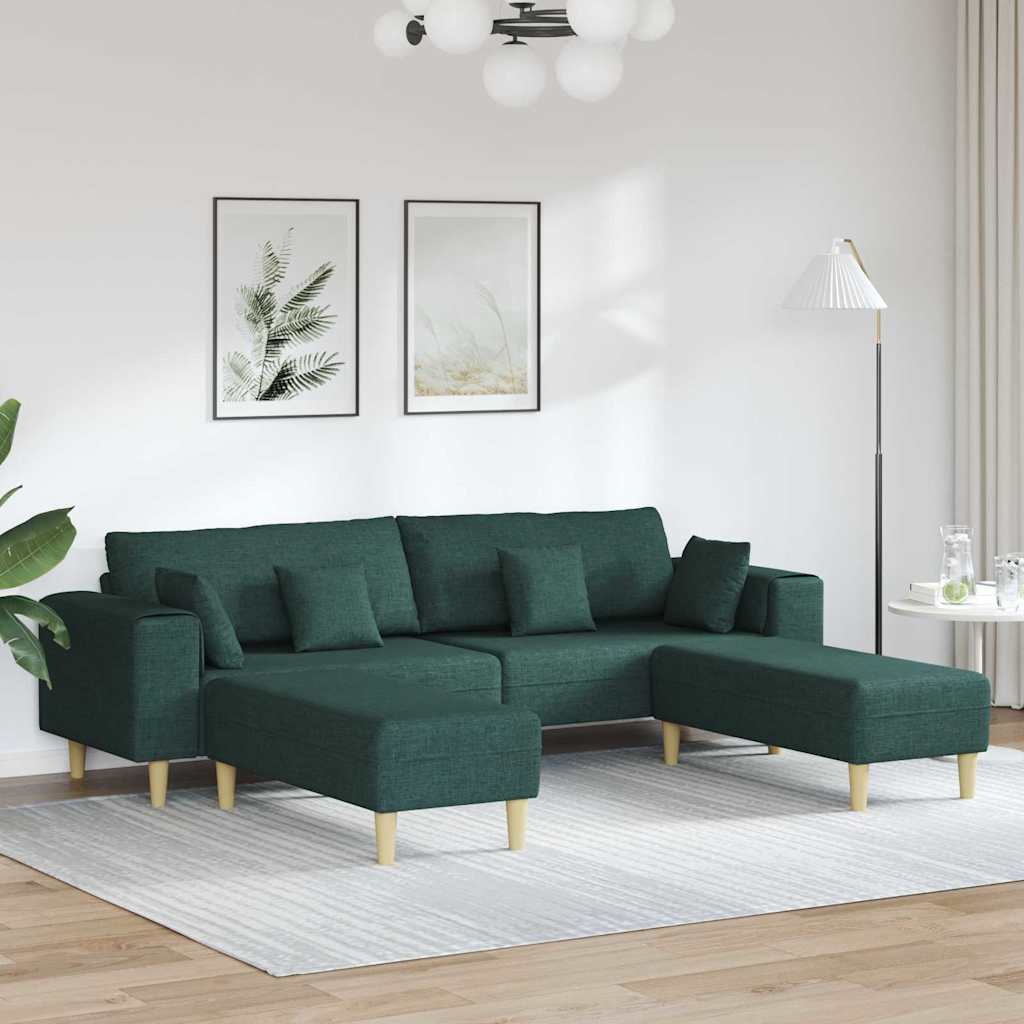Sofa din material textil cu pernă 3 pcs Verde închis 208 cm țesătură GartenMobel Dekor