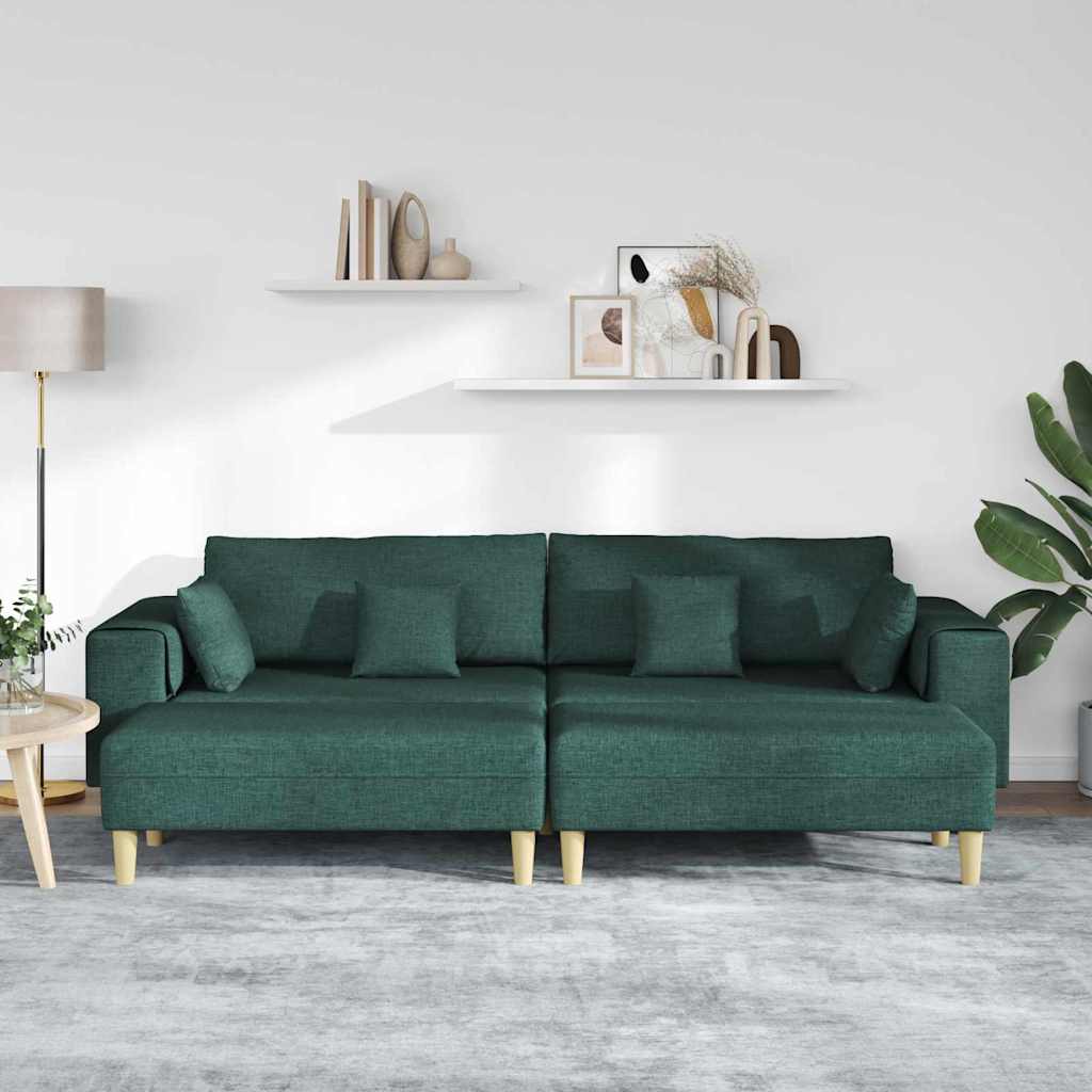 Sofa din material textil cu pernă 3 pcs Verde închis 208 cm țesătură GartenMobel Dekor