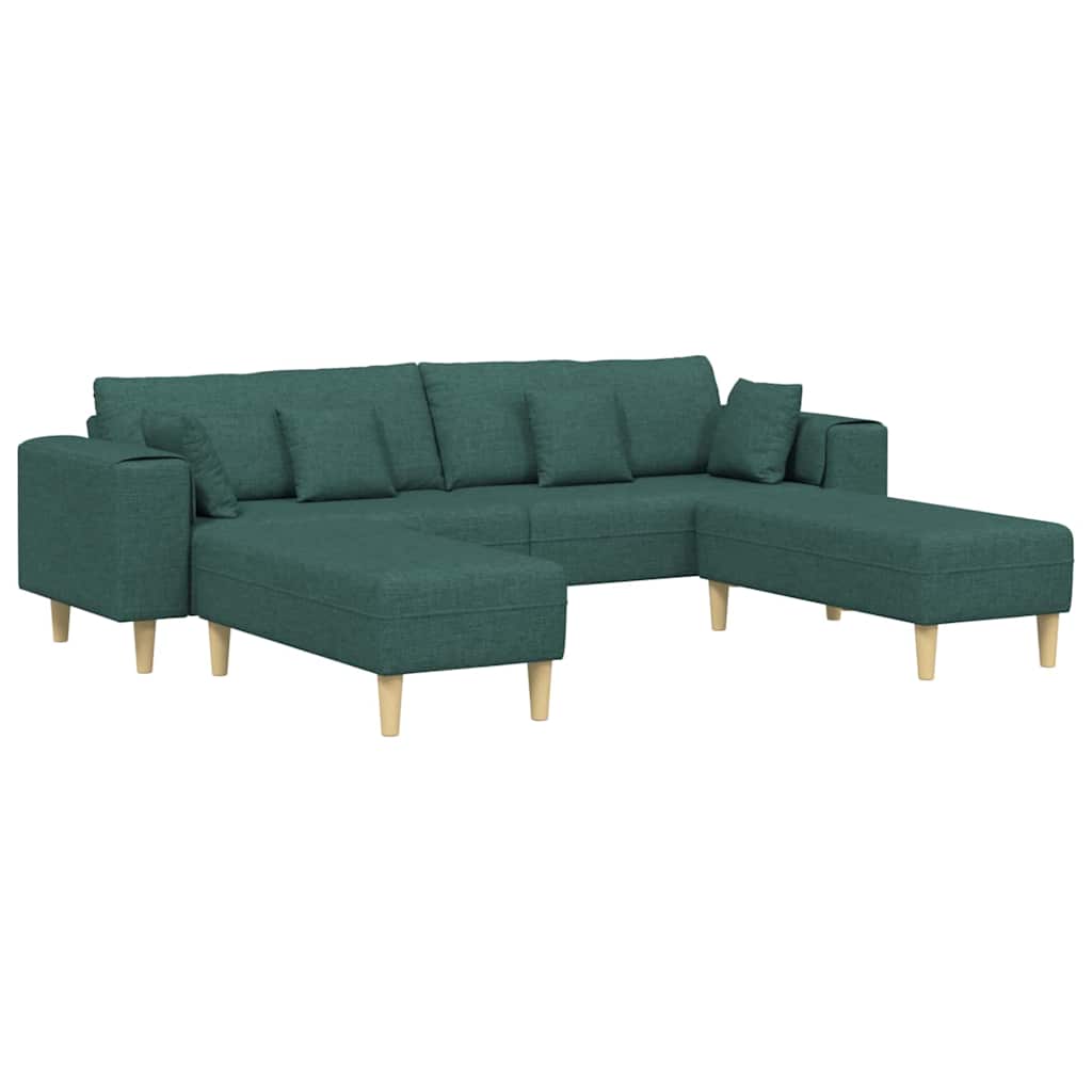Sofa din material textil cu pernă 3 pcs Verde închis 208 cm țesătură GartenMobel Dekor