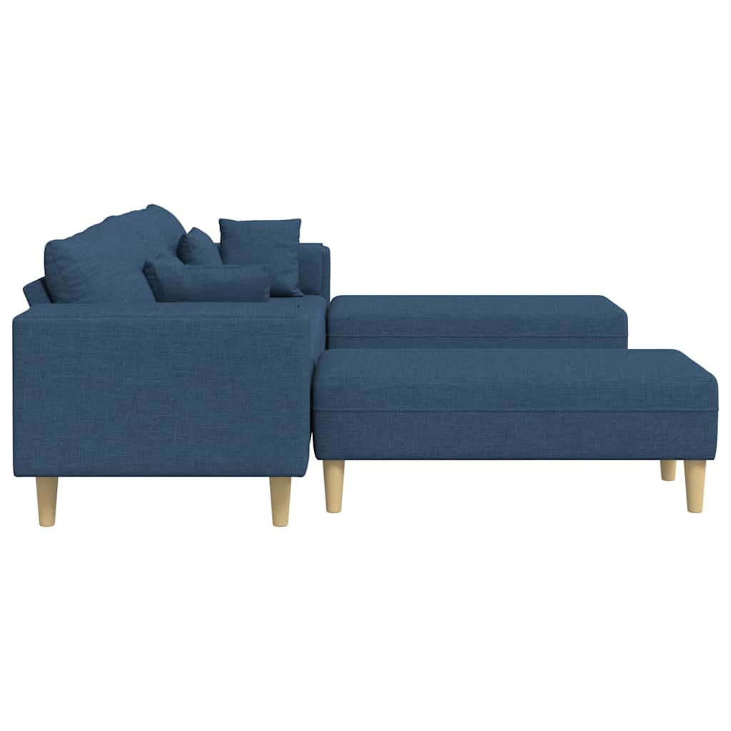 Sofa din material textil cu pernă 3 pcs albastru 208 cm țesătură GartenMobel Dekor