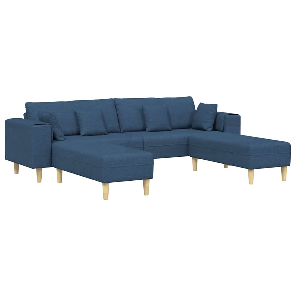 Sofa din material textil cu pernă 3 pcs albastru 208 cm țesătură GartenMobel Dekor