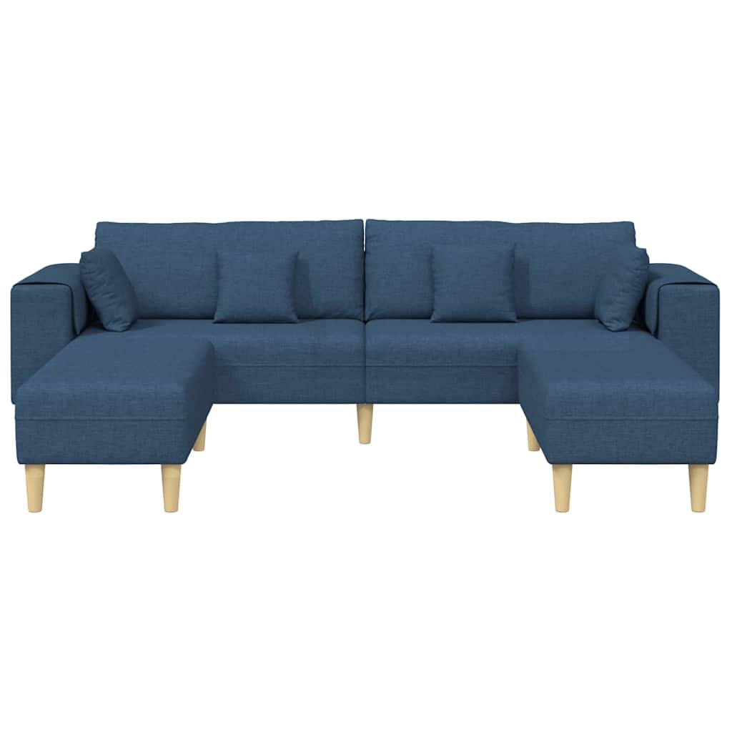 Sofa din material textil cu pernă 3 pcs albastru 208 cm țesătură GartenMobel Dekor