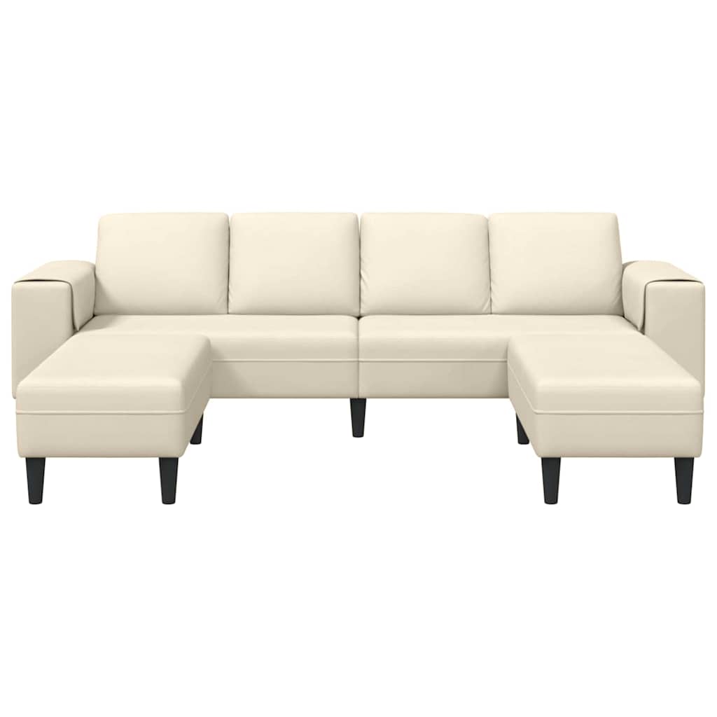 Sofa din material textil cu pernă Crem 208 cm Țesătură de catifea GartenMobel Dekor