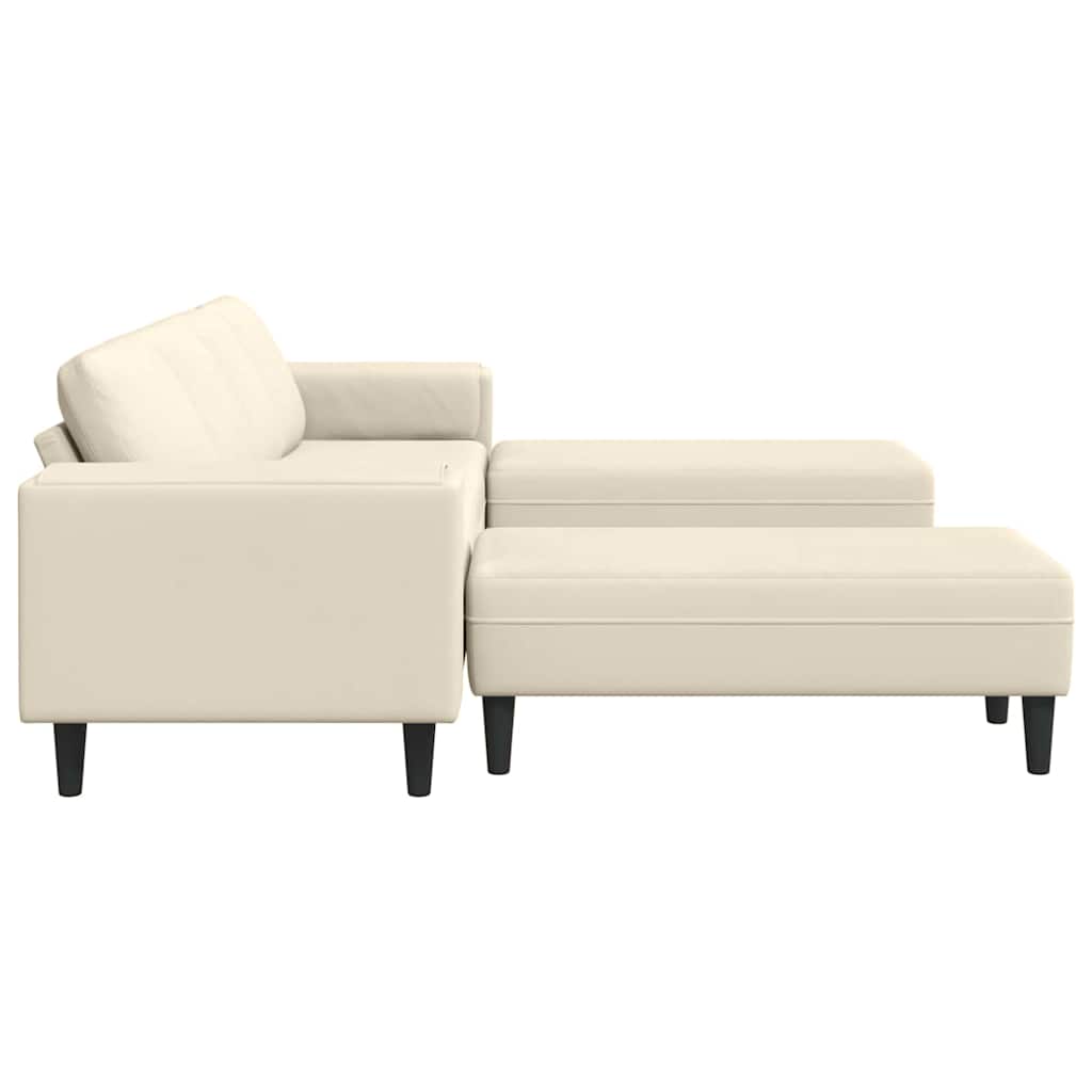 Sofa din material textil cu pernă Crem 208 cm Țesătură de catifea GartenMobel Dekor