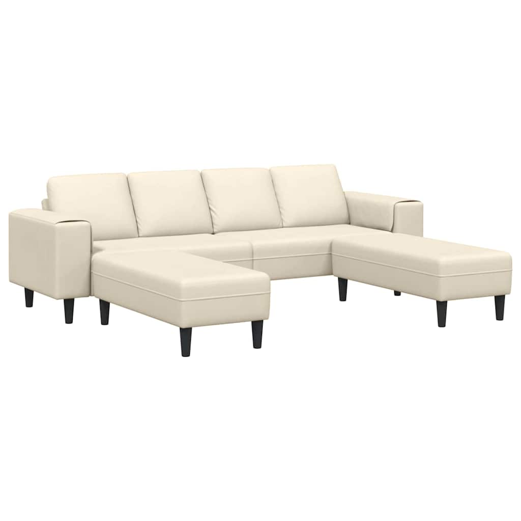 Sofa din material textil cu pernă Crem 208 cm Țesătură de catifea GartenMobel Dekor