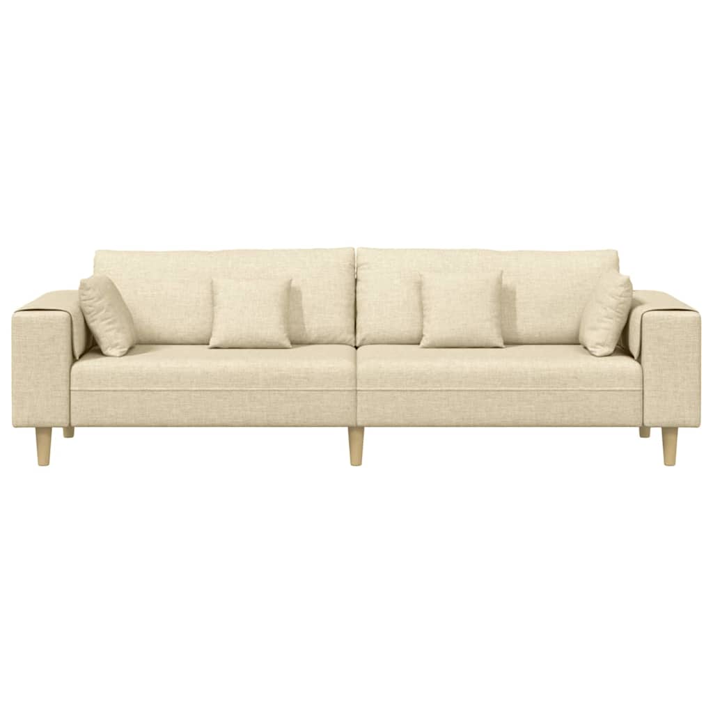 Sofa din material textil cu pernă Crem 208 cm țesătură GartenMobel Dekor
