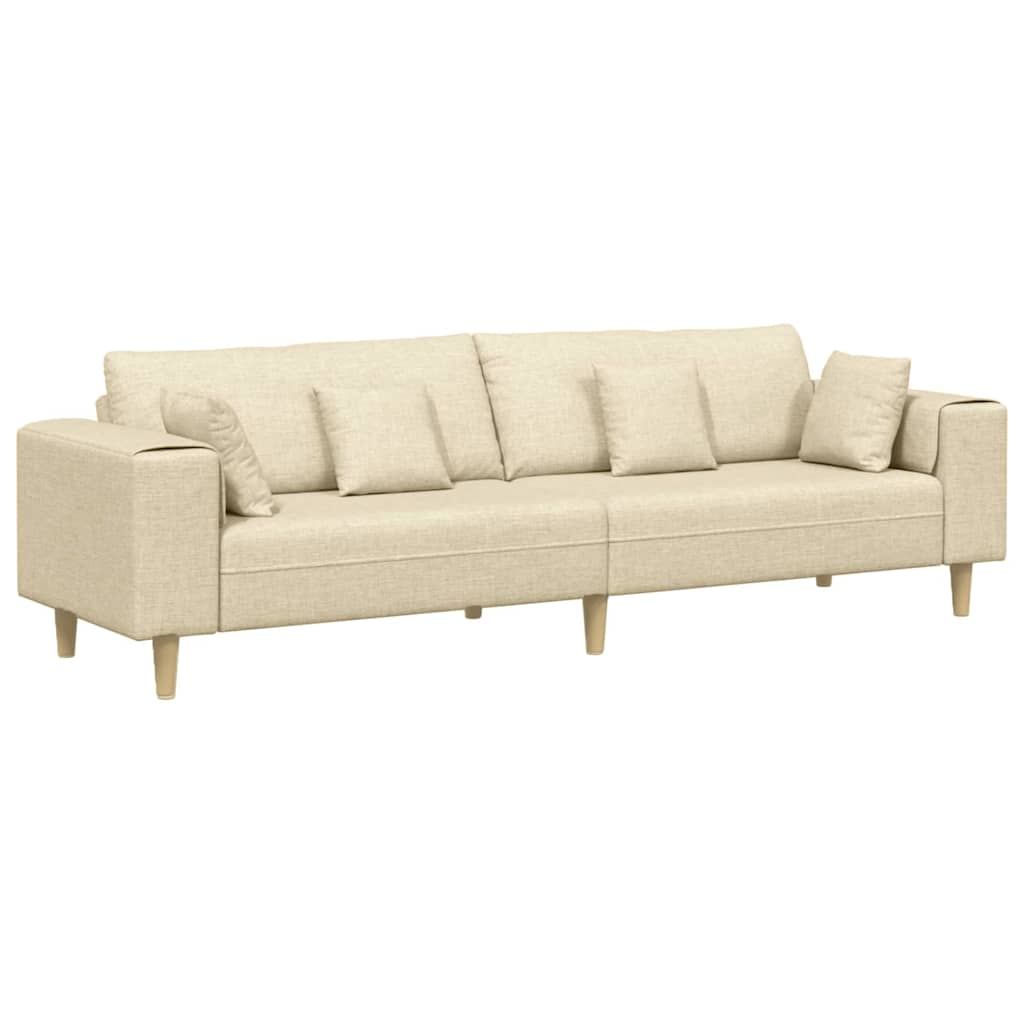 Sofa din material textil cu pernă Crem 208 cm țesătură GartenMobel Dekor